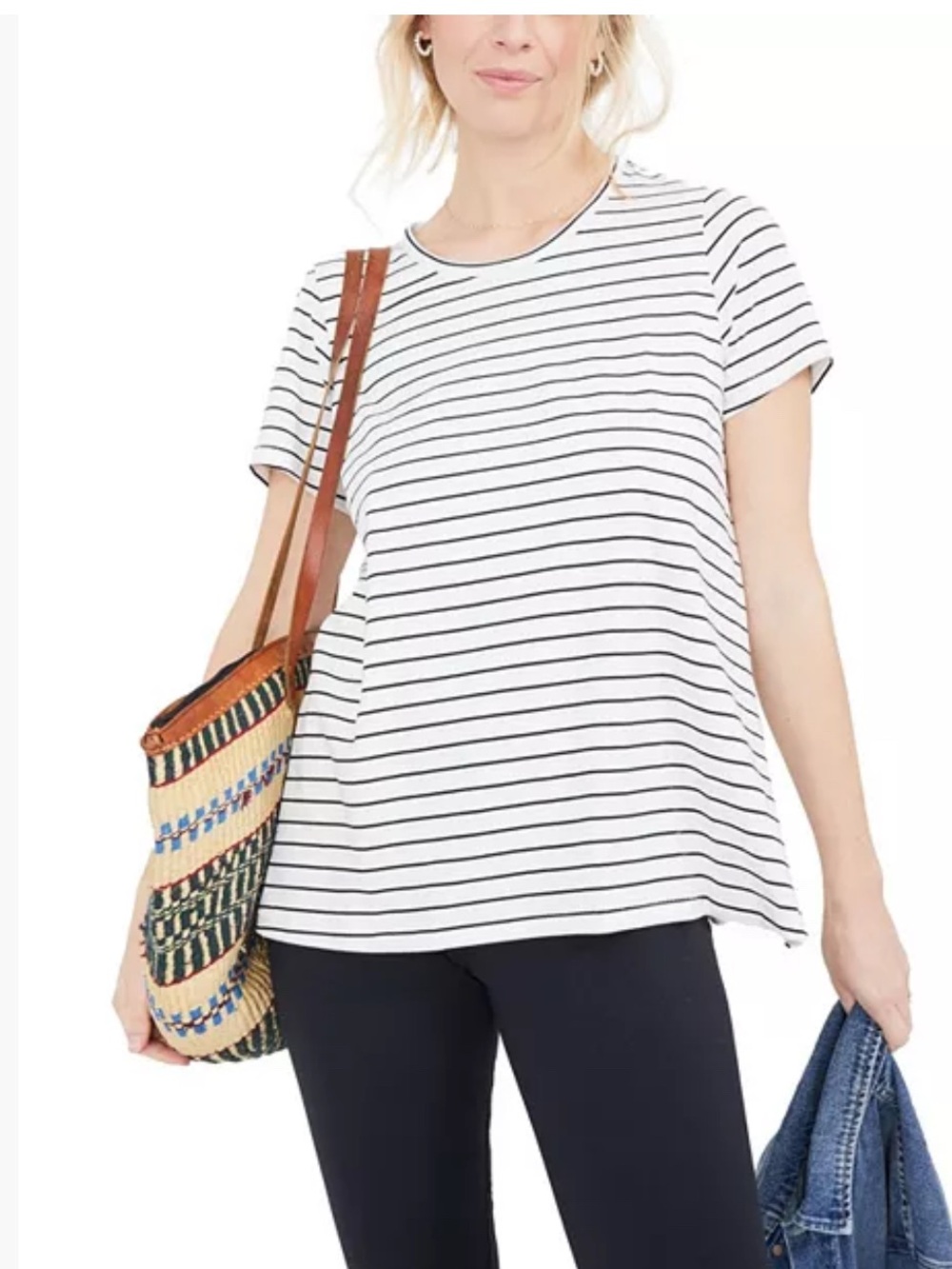 Hatch Nursing White Tee with Black Stripes